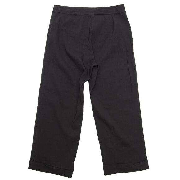 Eileen Fisher Black Linen Blend Wide Leg Crop Cuffed Pants Size Small - Picture 2 of 10